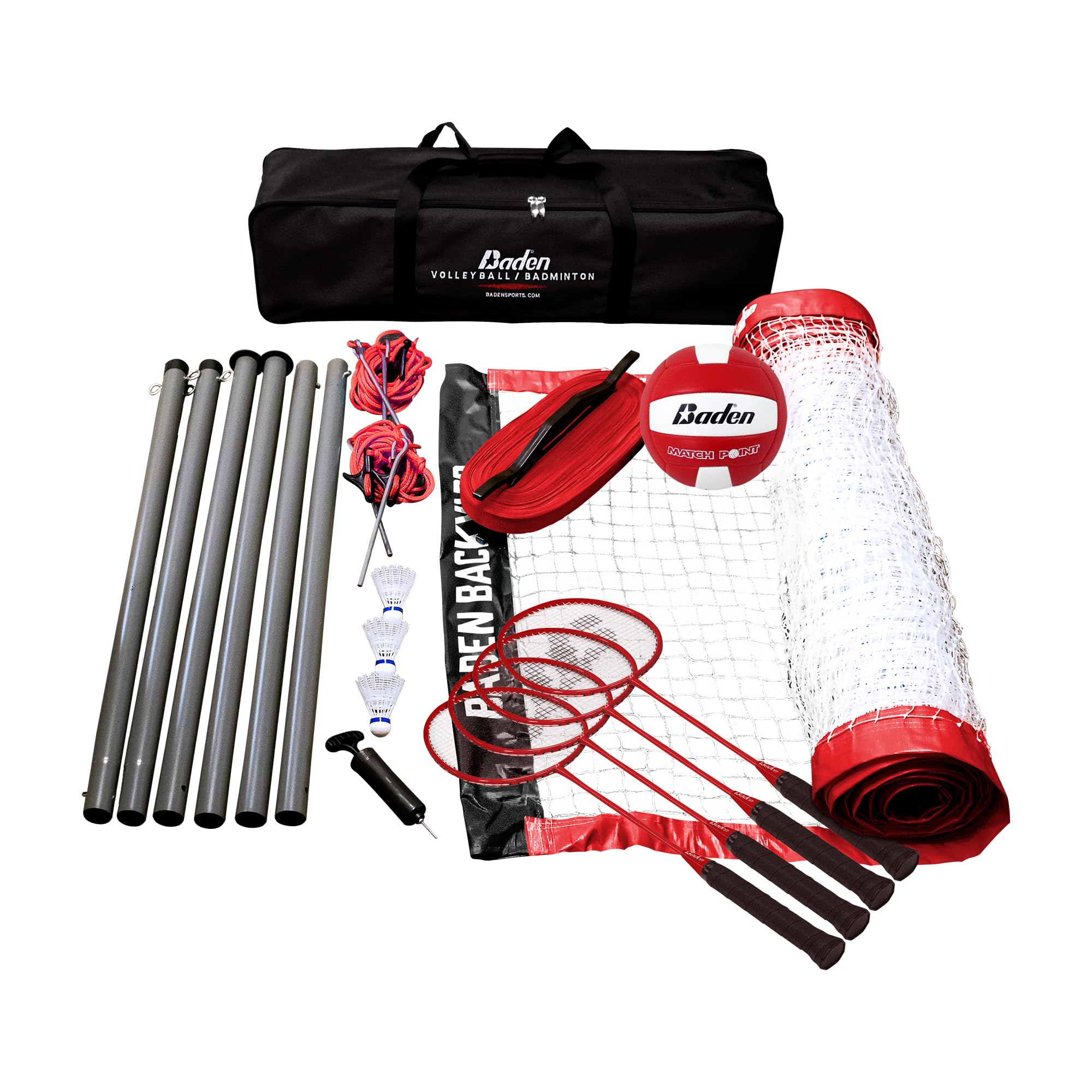 Amazon.com : Baden Champions Volleyball Badminton Combo Set